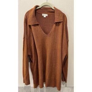 Ava & Viv Sweater Size 3X Copper Long Sleeves Tunic Collared
